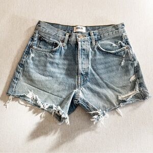 Agolde Light Blue Distressed Jean Shorts